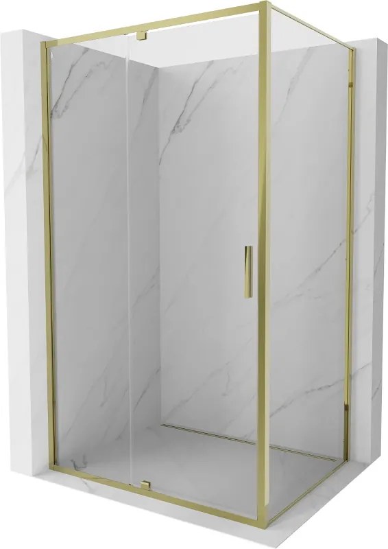 Mexen Exo, výklopný sprchový kút 130 x 120 cm, číre sklo, zlatý profil, 819-130-120-50-00