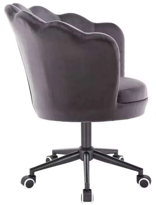 LuxuryForm DESIGN Kreslo FREY VELUR na čiernej podstave s kolieskami - tmavo šedé