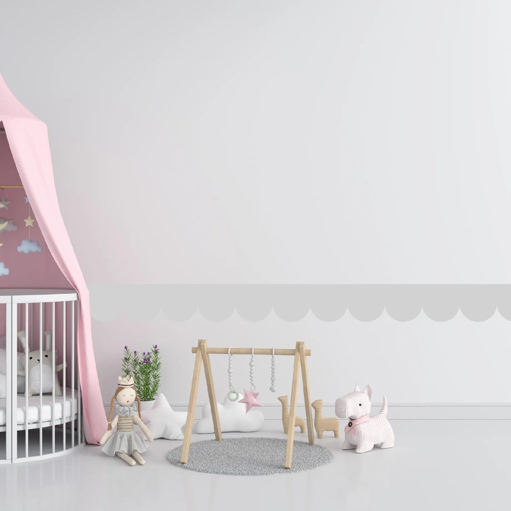 PIPPER. Textilná samolepiaca tapeta - Mini Oblúk - Šedá farba Farba: Bledá