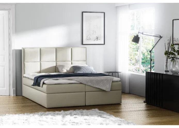 Čalúnená posteľ s úložným priestorom Sivio smotanová eko koža 140 + TOPPER ZDARMA