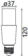 BERGE LED žiarovka - E27 - T37 - 9W - 800Lm - teplá biela