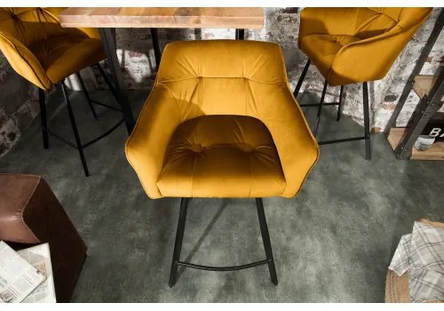 Barová stolička 40308 Loft Zamat Žltá  - Komfort-nábytok
