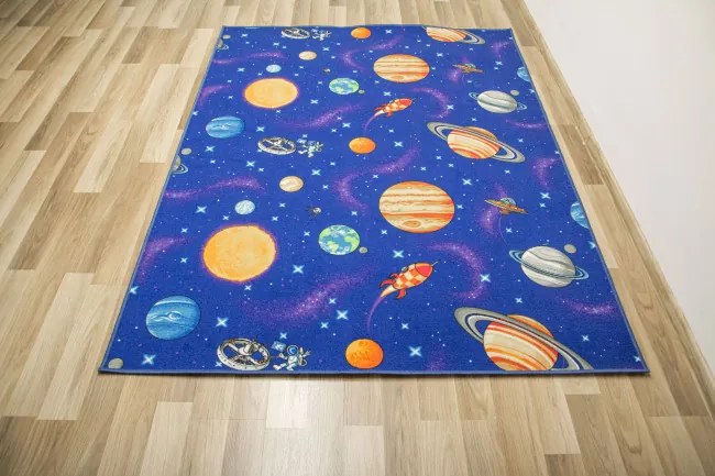 Detský koberec Galaxy planéty, rakety
