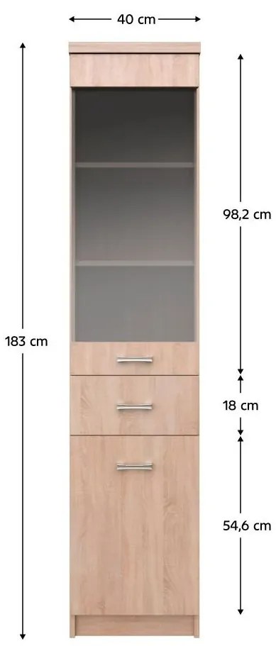 Tempo Kondela Vitrína 1D1W1S, dub sonoma, TOPTY TYP 32