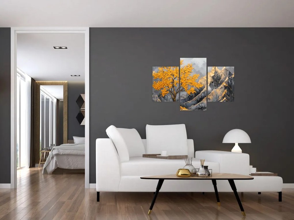 Obraz – Zlatý strom v horách (90x60 cm)
