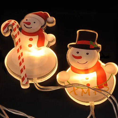 Solight LED okenná reťaz Snehuliaci, 6x LED, prísavná, 120cm, 2x AA