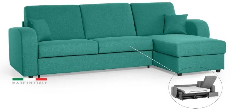Rohová sedacia súprava na každodenné spanie LIVORNO s rozkladom, tyrkysová (penelope 18), 140