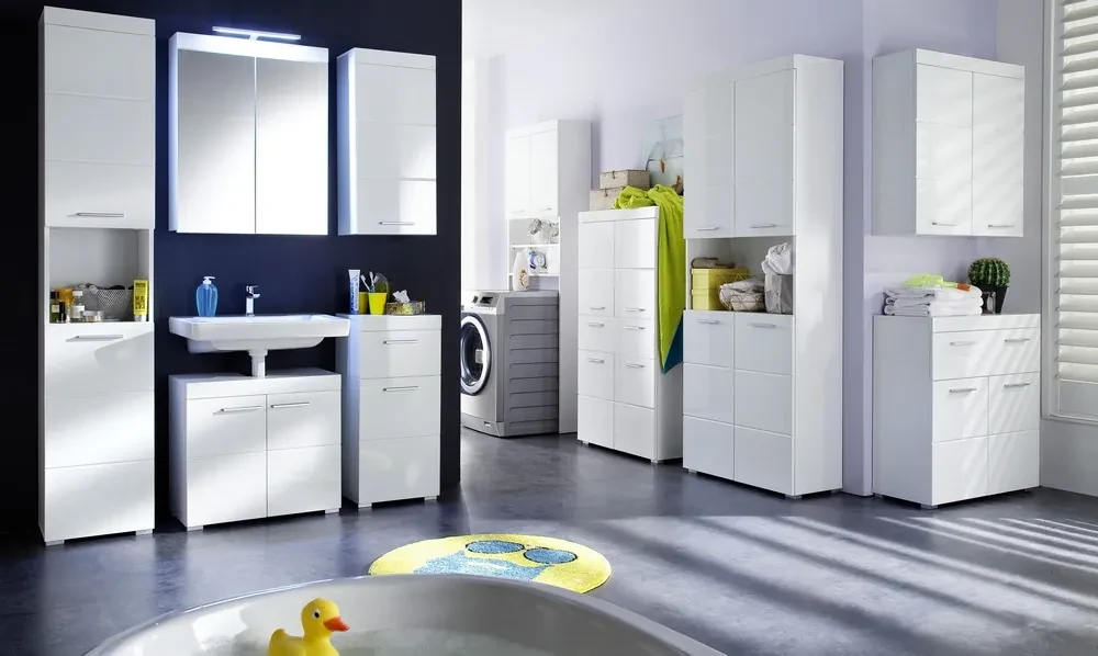 Kúpeľňová skrinka pod umývadlo Amanda 301, lesklá biela