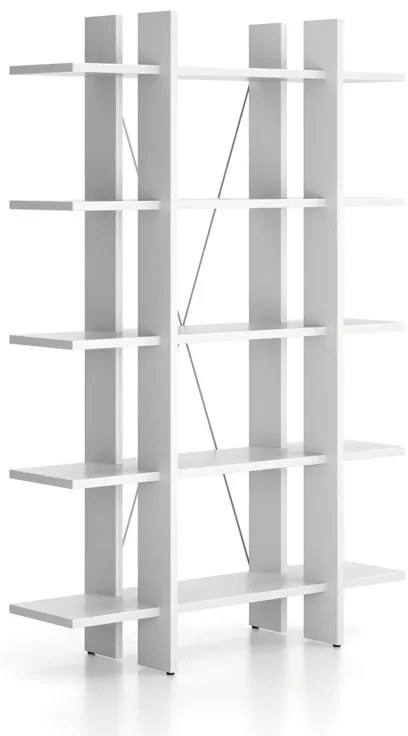 Kancelársky regál vysoký krátky SOLID, 1250 x 400 x 1825 mm, biela