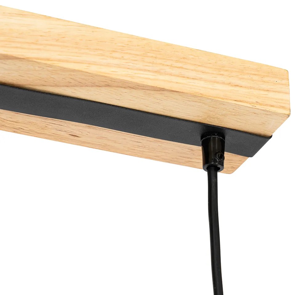 Moderné závesné svietidlo čierne s drevenými prvkami 5-žiarovkové - Jeana