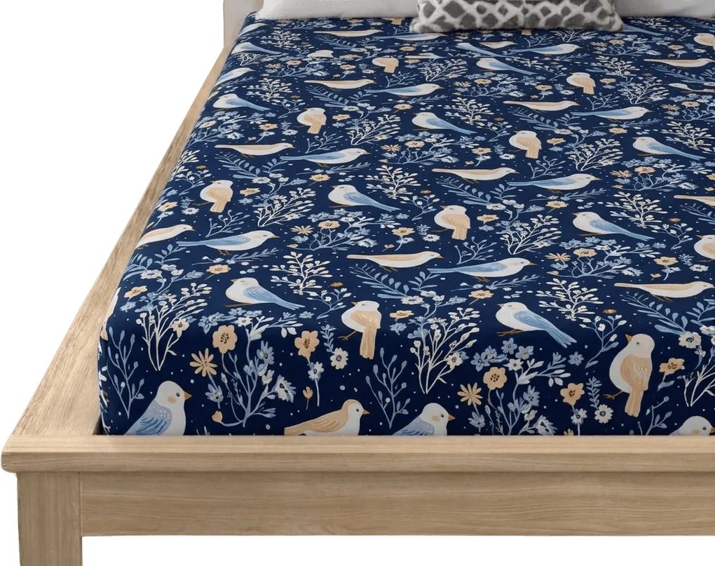 Obliečka z mikrovlákna DENIM Vtáčiky modrá 90x200 cm