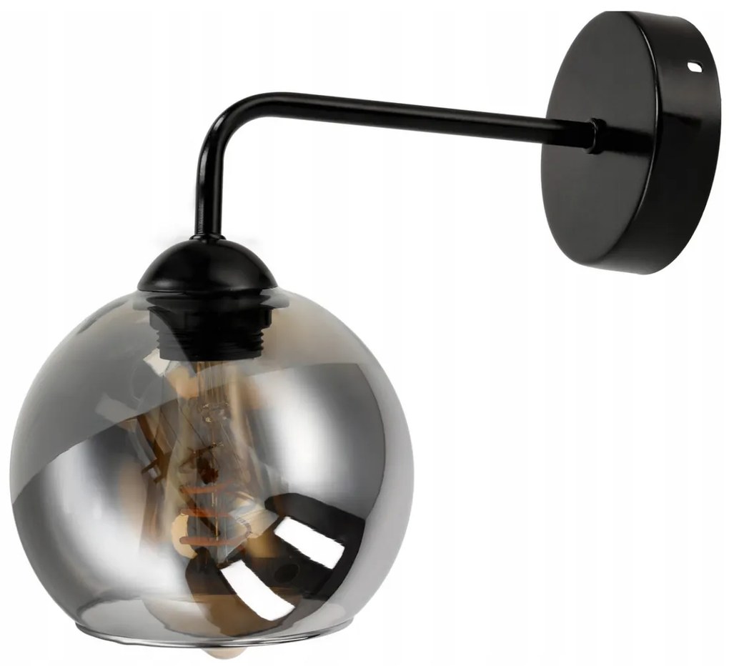 BERGE Sklenená LED nástenná lampa 1xE27 - dymová guľa