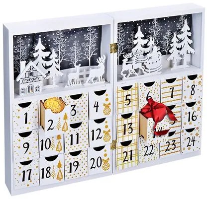 Solight LED drevený adventný kalendár kniha 1V244
