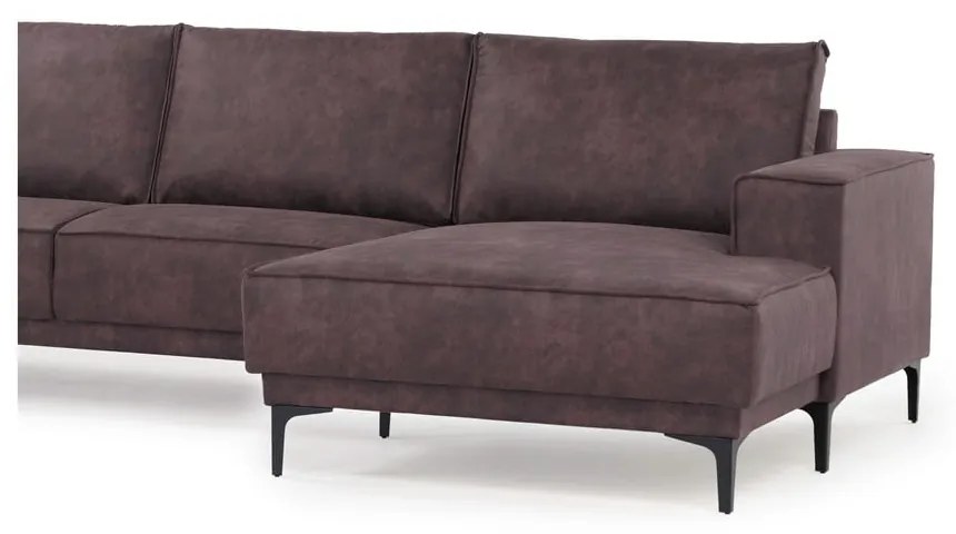 Tmavohnedá rohová pohovka z imitácie kože (pravý roh) Copenhagen – Scandic