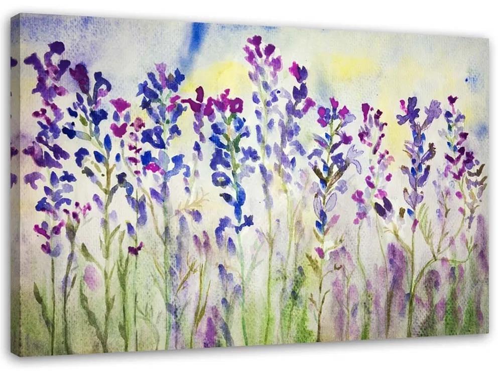 Obraz na plátně Abstraktní květiny louka fialová - 120x80 cm