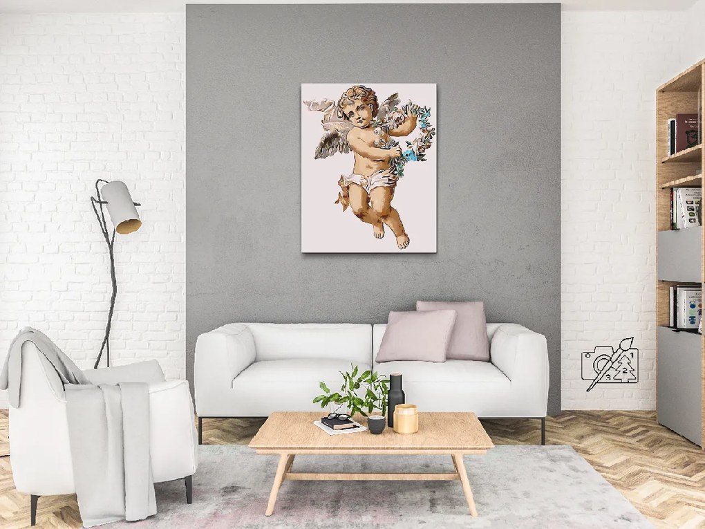 Gario Maľovanie podľa čísel Anjel s vencom Rozmery: 60 x 80 cm, Rámovanie: Iba zrolované plátno