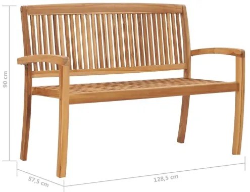 vidaXL 2-miestna stohovateľná záhradná lavička 128,5 cm, tíkový masív-