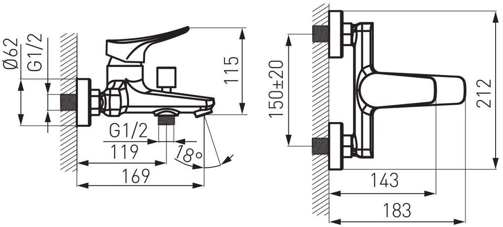 F-Design Brezza, vaňová batéria bez sprchovej sady, chróm lesklý, FD1-BRZ-1-11