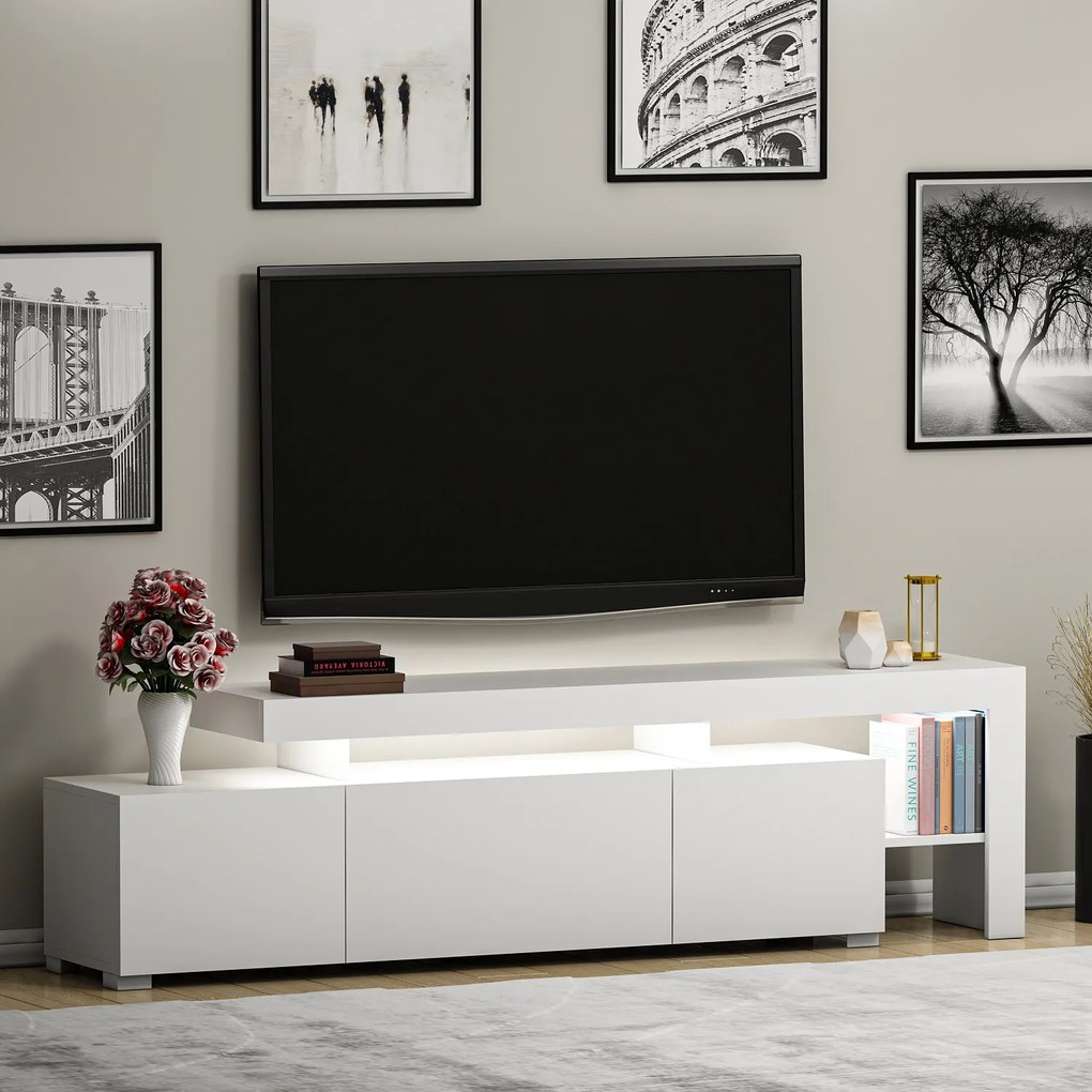 TV stolík/skrinka Belize (lesk biely). Akcia -18%. Vlastná spoľahlivá doprava až k Vám domov. 1072527