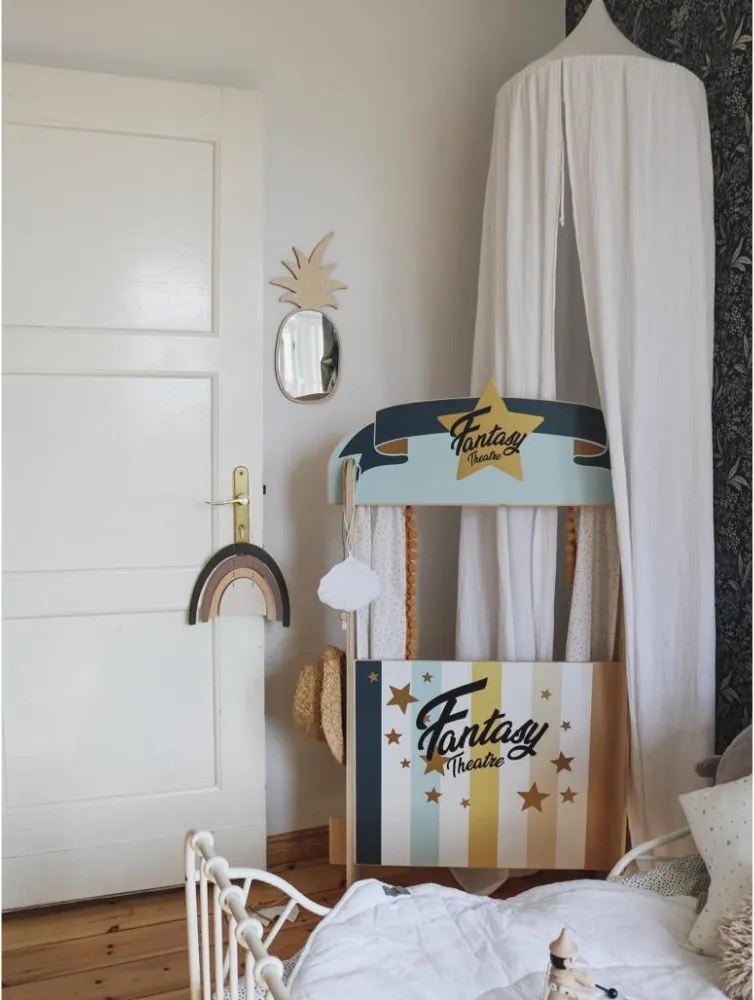 Zrkadlo ananás do detskej izby – dekoratívne akrylové zrkadlo z dreva 23x48 cm