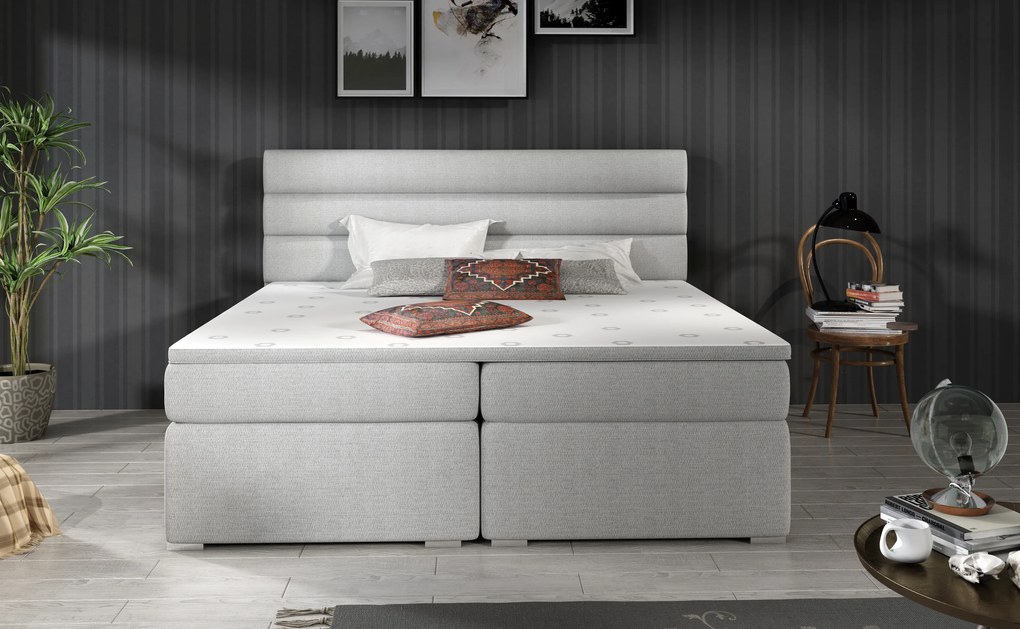 Elegantná box spring posteľ Barone 180x200, biela