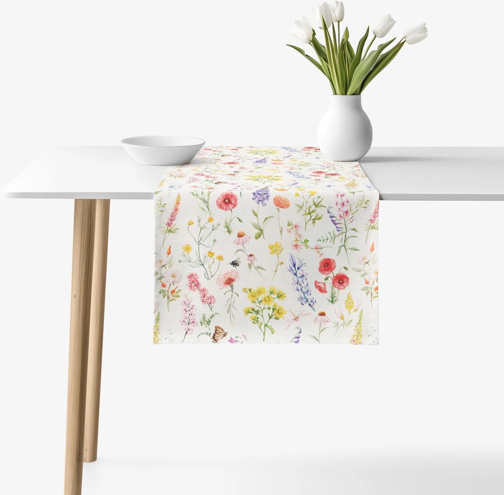 Goldea behúň na stôl valencia - rozkvetlá lúka 35x120 cm