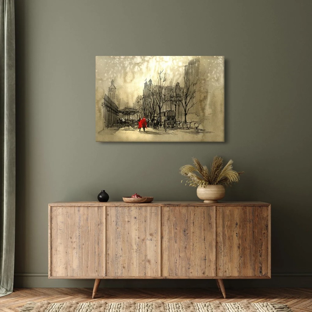 Obraz - Skica mestečka (90x60 cm)