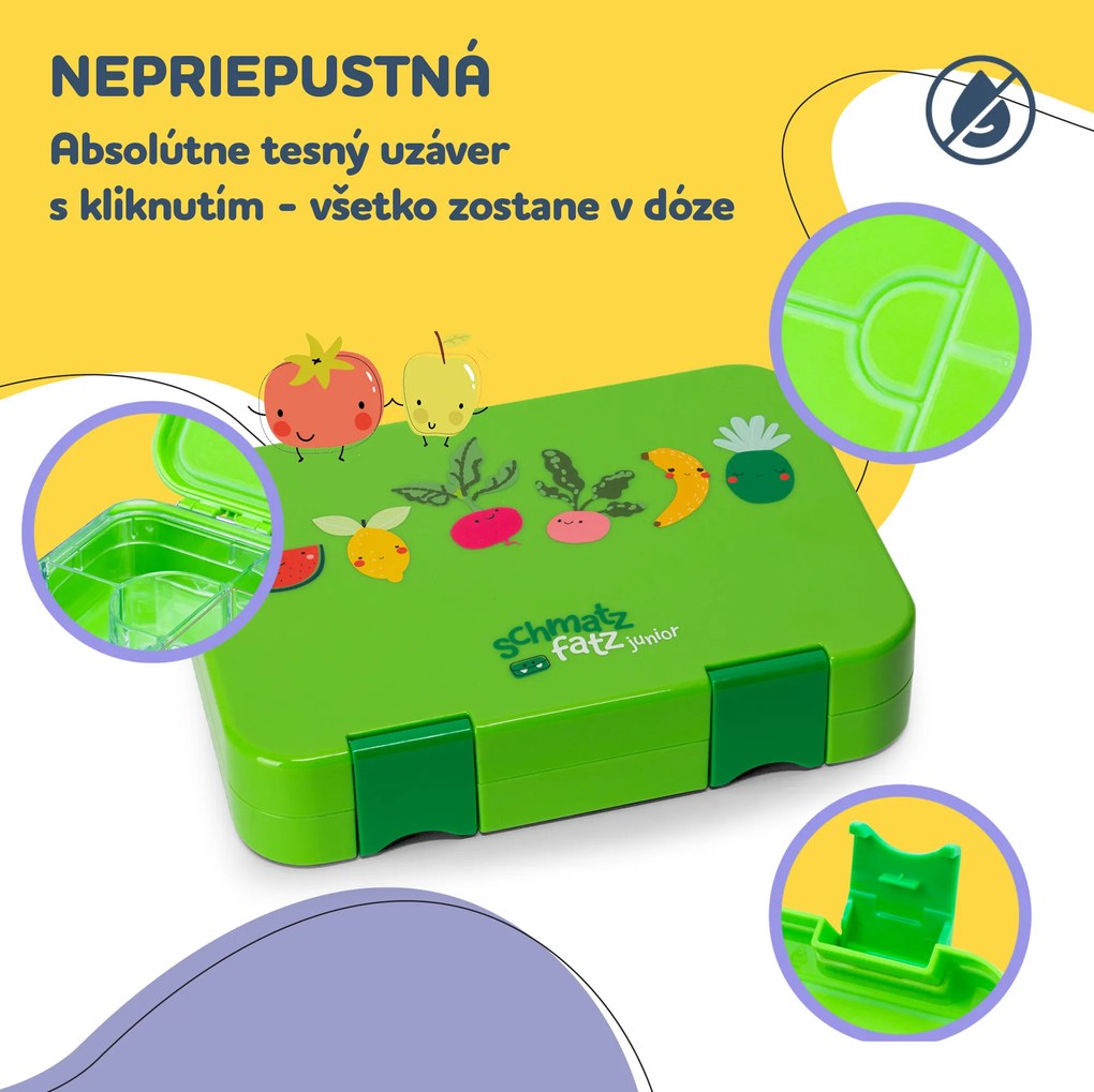 Klarstein Schmatzfatz junior desiatový box, 6 priehradiek, 21,3 x 15 x 4,5 cm, bez BPA