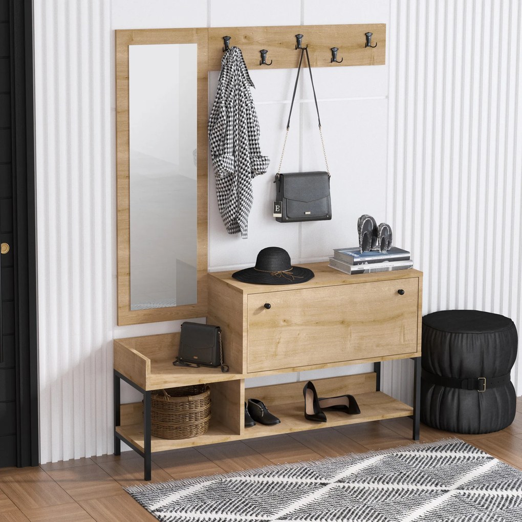 Predsieňová stena Aliex 45 (Dub zafírový) (so zrkadlom). Akcia -16%. Vlastná spoľahlivá doprava až k Vám domov. 1072470