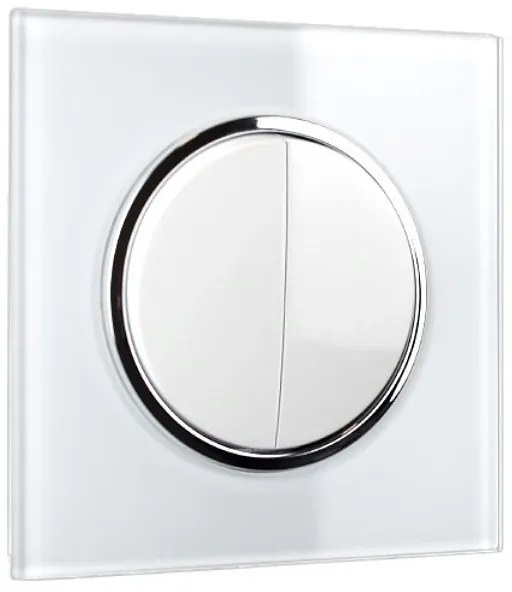 Elhard Vypínač Rondo Glass č.5 so skleneným rámčekom, biely - kompletný RG5105W