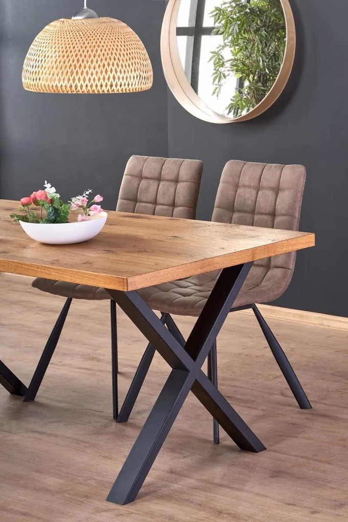 Jedálenský rozkladací stôl Xaver 160/250 cm dub jasný/čierny