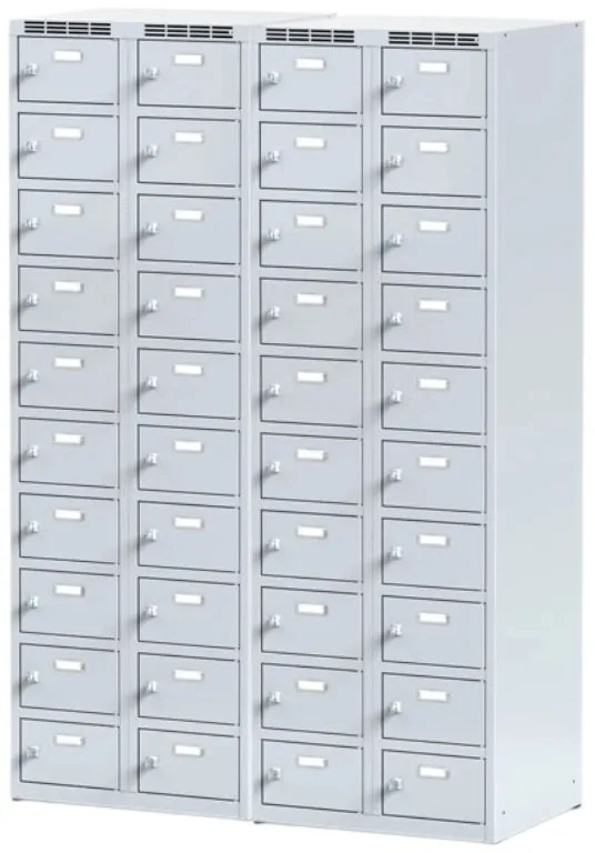 Alfa 3 Šatníková skrinka S6 s úložnými boxami, 20 boxov, 1800 x 600 x 500 mm, otočný zámok, tmavosivé dvere