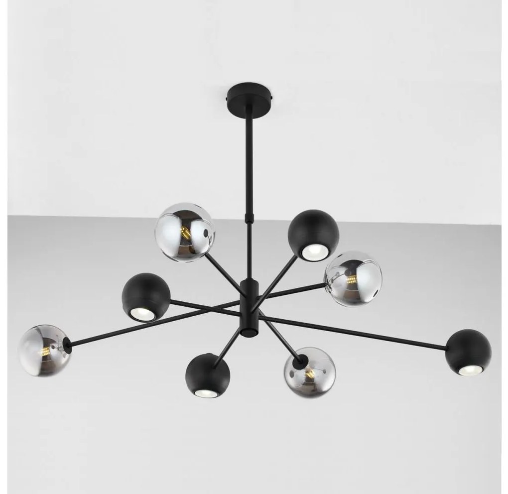 Jupiter 1975 - Luster na tyči MOKA 4xGU10/10W/230V + 4xG9/10W/230V čierna/chróm