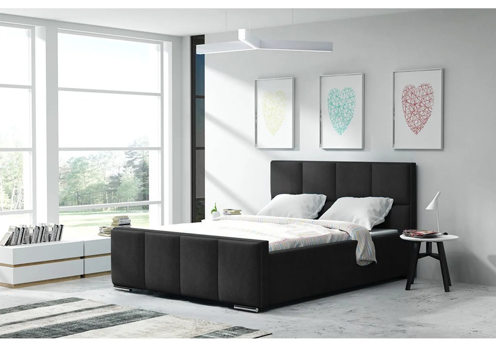 Posteľ OLIVIA 13 STANDARD 140x200 cm - strieborné nohy Tmavohnedá