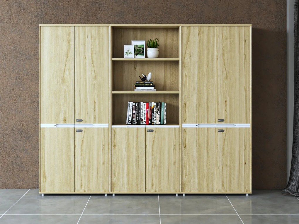 Vysoká kancelárska skriňa Houseland Profit Pro 03 dub prírodný