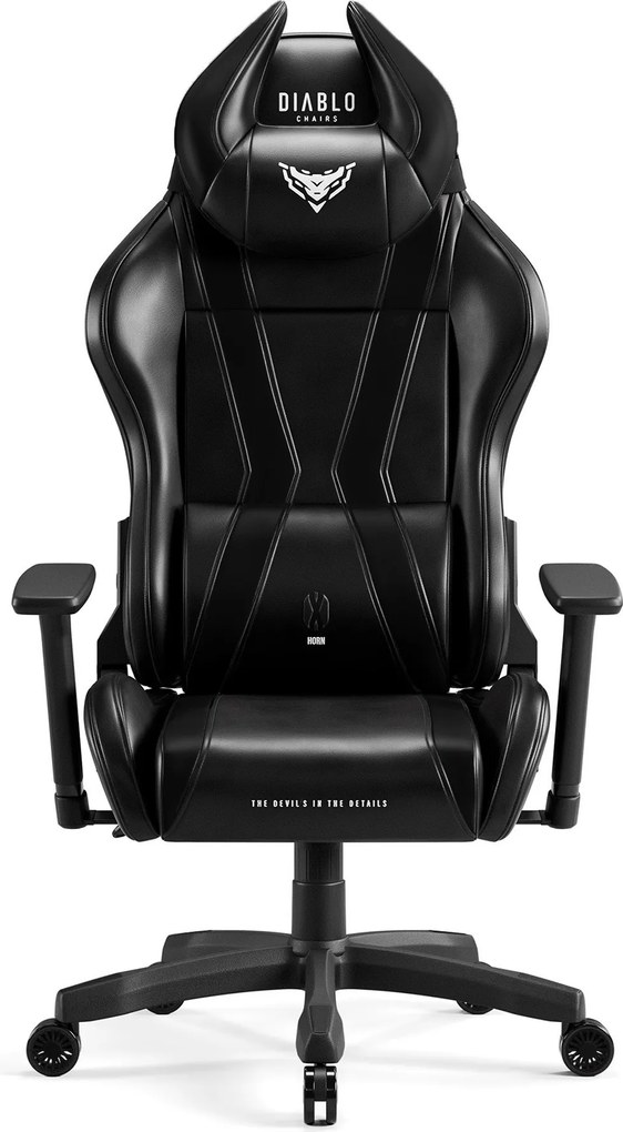 Herné kreslo z eko-kože Normal Size, čierna: Diablo X-Horn 2.0