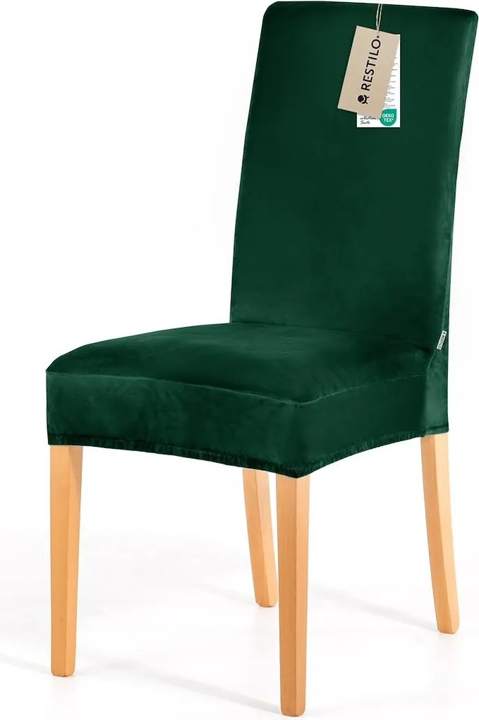 Restilo Napínací poťah na stoličku Sento tmavozelená, 48 x 48 x 58 + 10 cm, súprava 6 ks