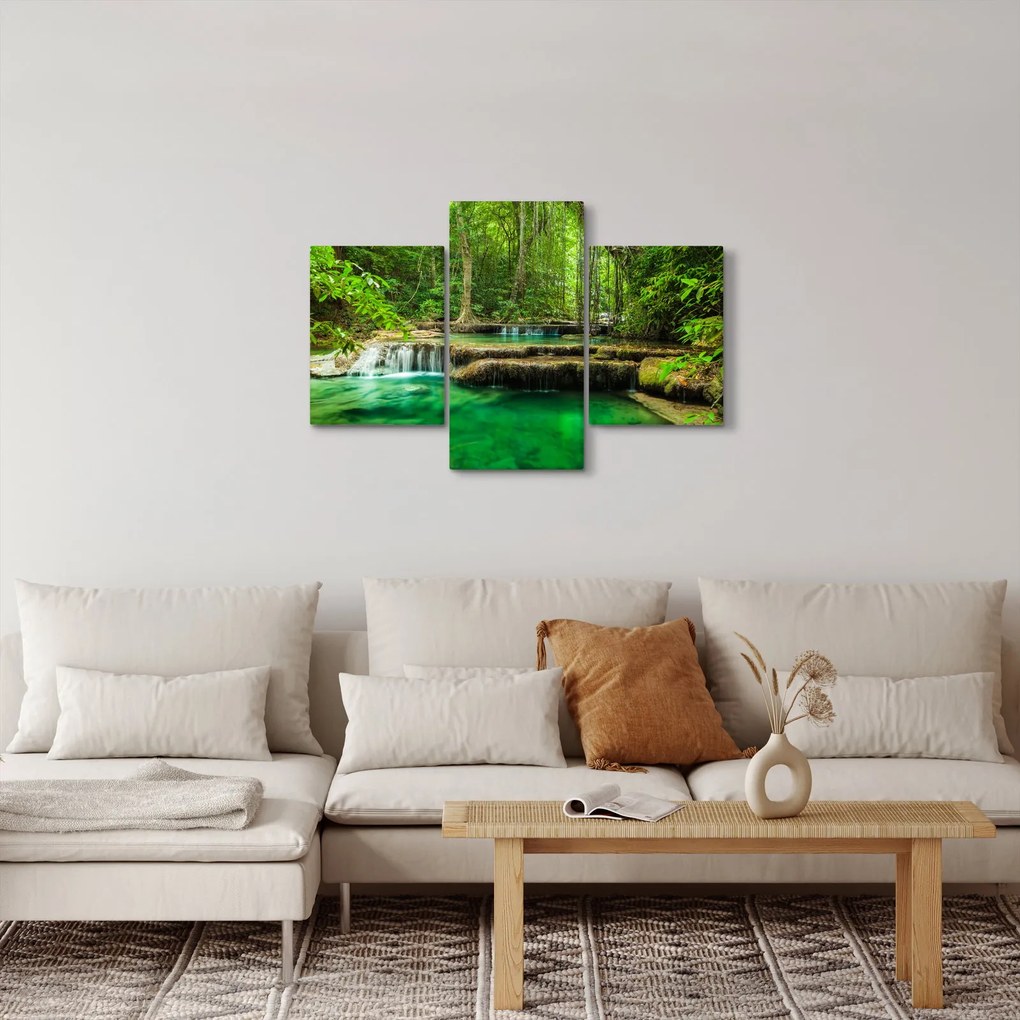Obraz - Vodopád Erawan v Kanchanaburi, Thajsko (90x60 cm)