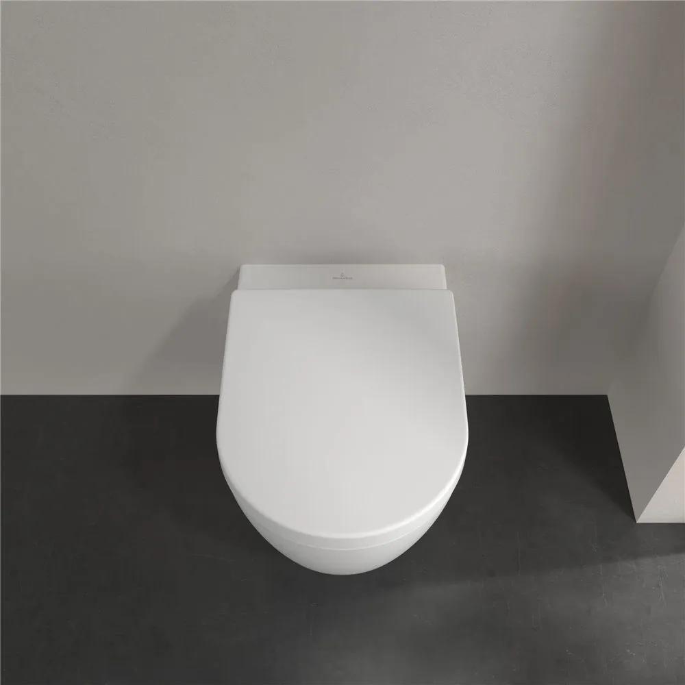 VILLEROY &amp; BOCH Avento Combi-Pack, závesné WC s DirectFlush + WC sedátko s poklopom, s QuickRelease a Softclosing, Stone White, s povrchom CeramicPlus, 5656HRRW