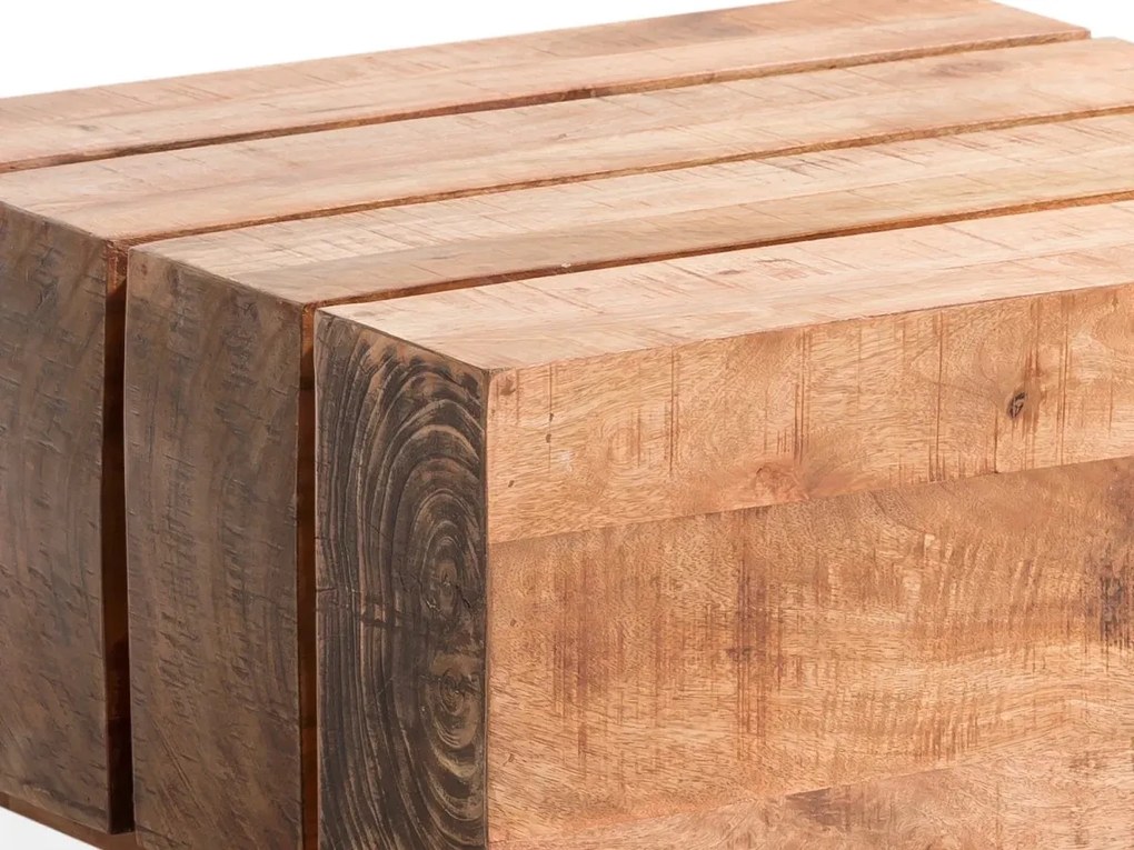 furniture-nabytek.cz - Masivní konferenční stolek Dakota z mangového dřeva, lakovaný, hnědý – 70×70×35 cm