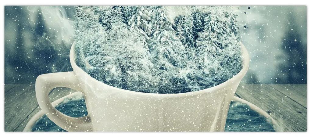 Obraz - Zimný svet v hrnčeku (120x50 cm)