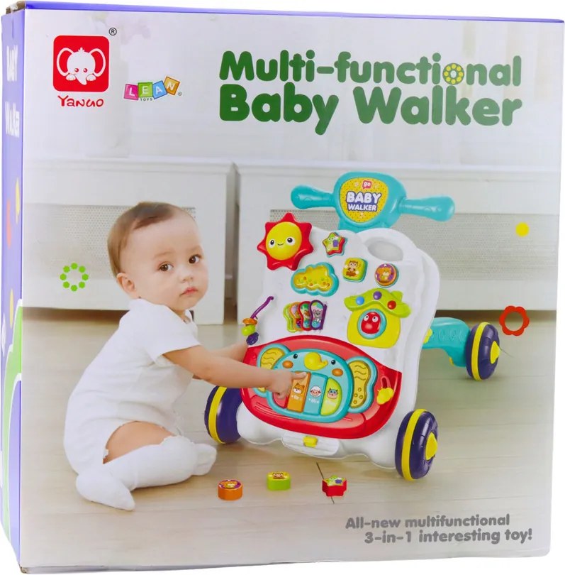 LEAN Toys Interaktívny učebný panel 3v1 pre detský kočík Blue