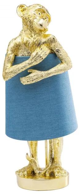 KARE DESIGN Stolná lampa Animal Monkey zlatá, modrá 58 × 23 × 29 cm