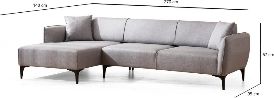 Svetlosivá rohová pohovka Belissimo, ľavý roh – Balcab Home