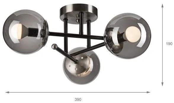 Prisadený luster MALENA 3xE14/5W/230V čierna/dymová