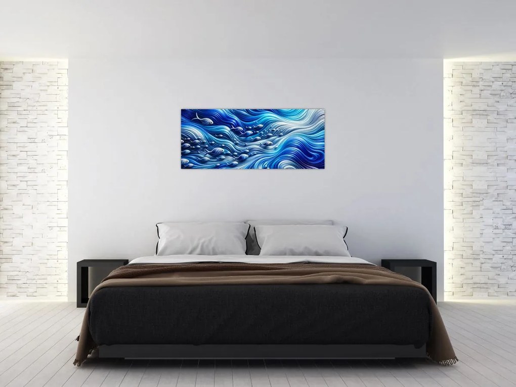 Obraz – Ryby vo vlnách (120x50 cm)