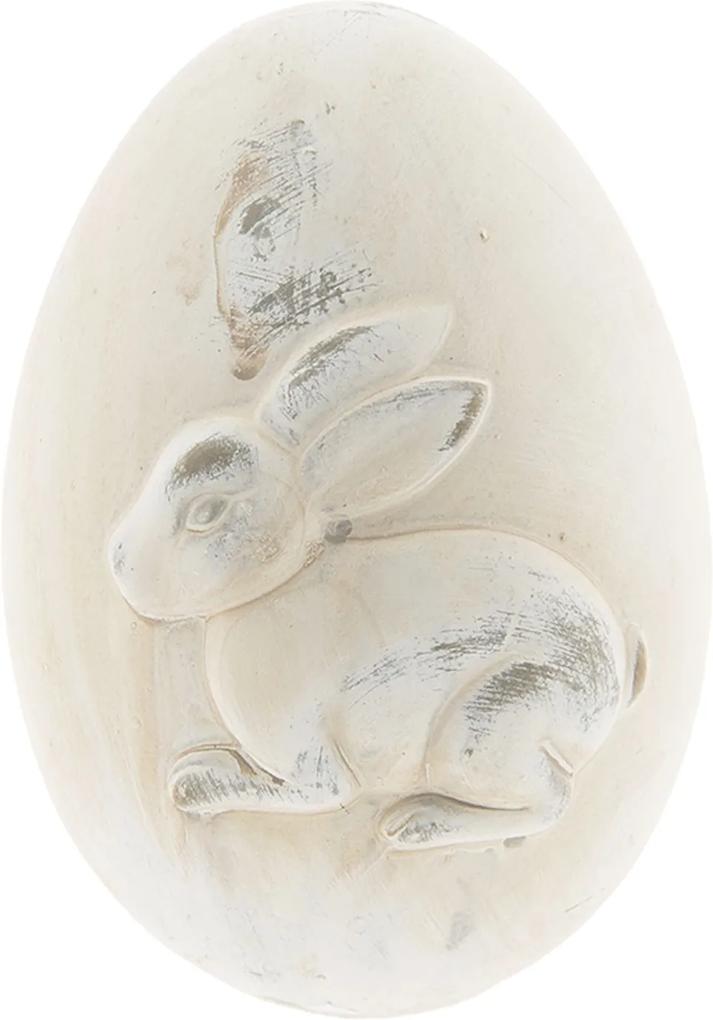 Biele keramické vajcia s motívom zajaca a patinou - 10 * 10 * 14 cm