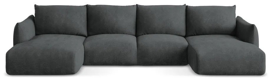 Tmavosivá ženilková rozkladacia rohová pohovka (do tvaru "U") Leila – Makamii