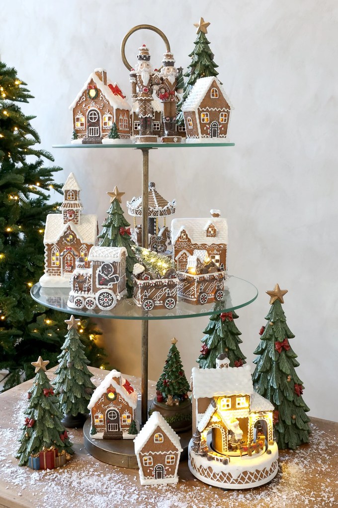 Perníková chalúpka Gingerbread Noël LED - 9,5 * 5 * 12,5 cm / 2xLR44