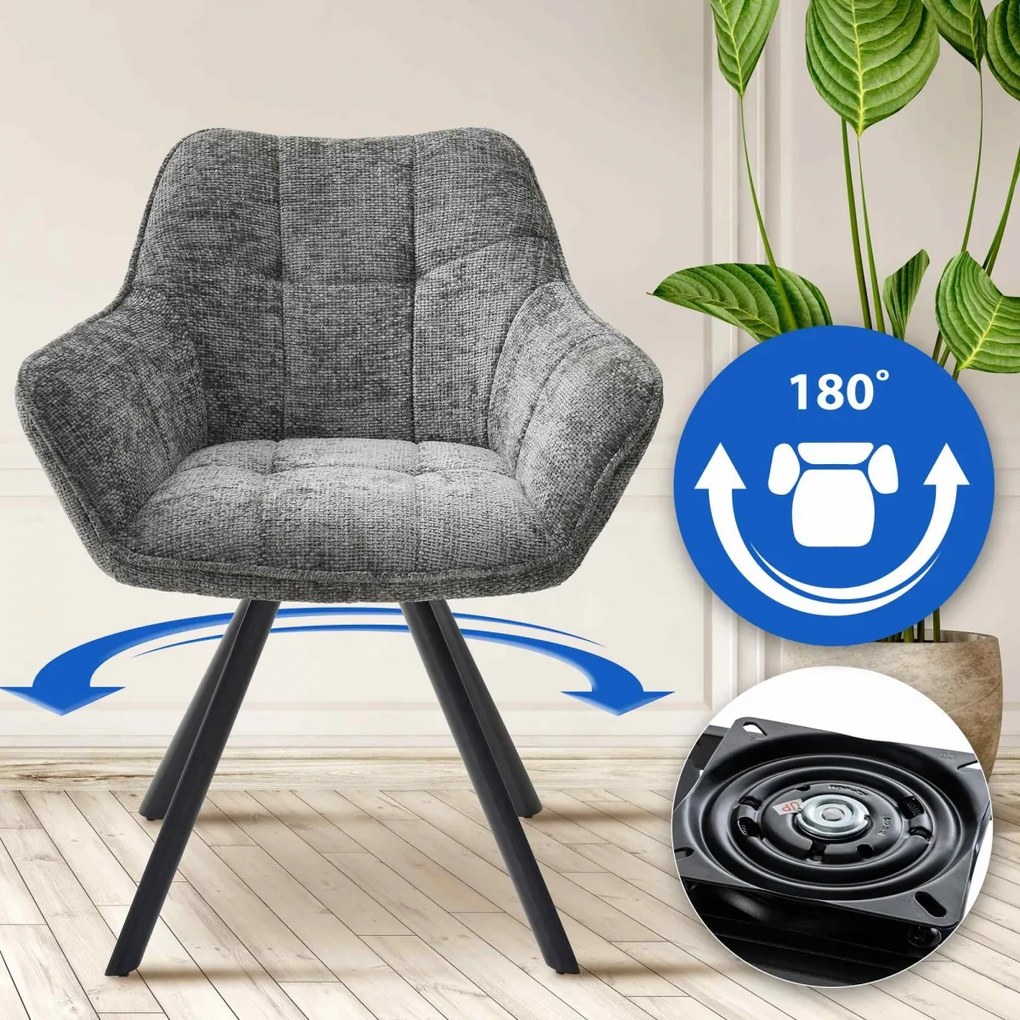 Jedálenská stolička Scott - látka - Tmavo sivá